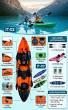 Tiger Camo Sit on Top Kayak Single Two Ranger Kayak - Paddle & Seats Included - Afrofit GymStore