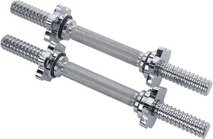14" THREADED CHROME DUMBBELL BAR PAIRS WITH RING COLLARS WEIGHTBAR - Afrofit GymStore