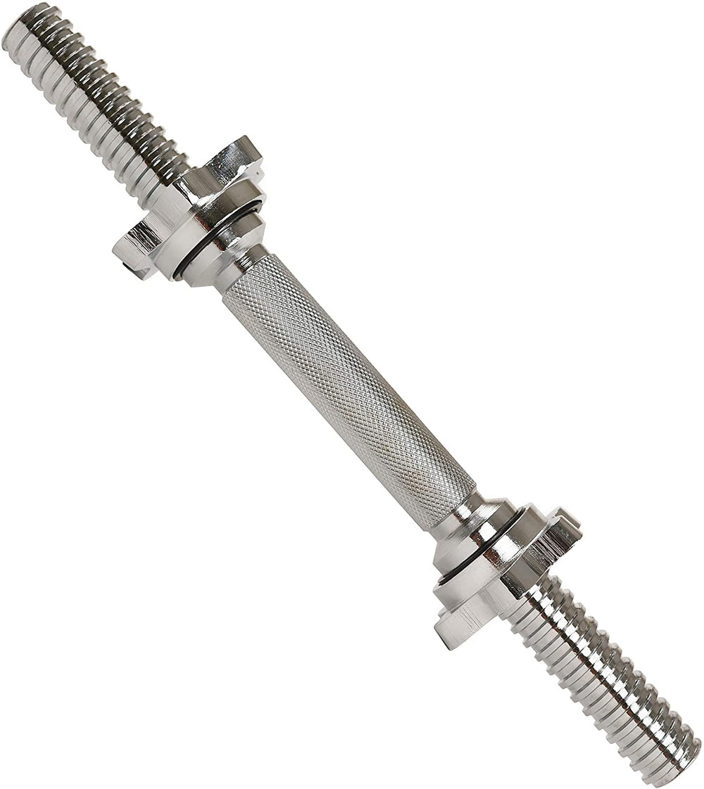14" THREADED CHROME DUMBBELL BAR PAIRS WITH RING COLLARS WEIGHTBAR - Afrofit GymStore