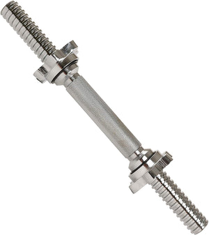 14" THREADED CHROME DUMBBELL BAR PAIRS WITH RING COLLARS WEIGHTBAR - Afrofit GymStore