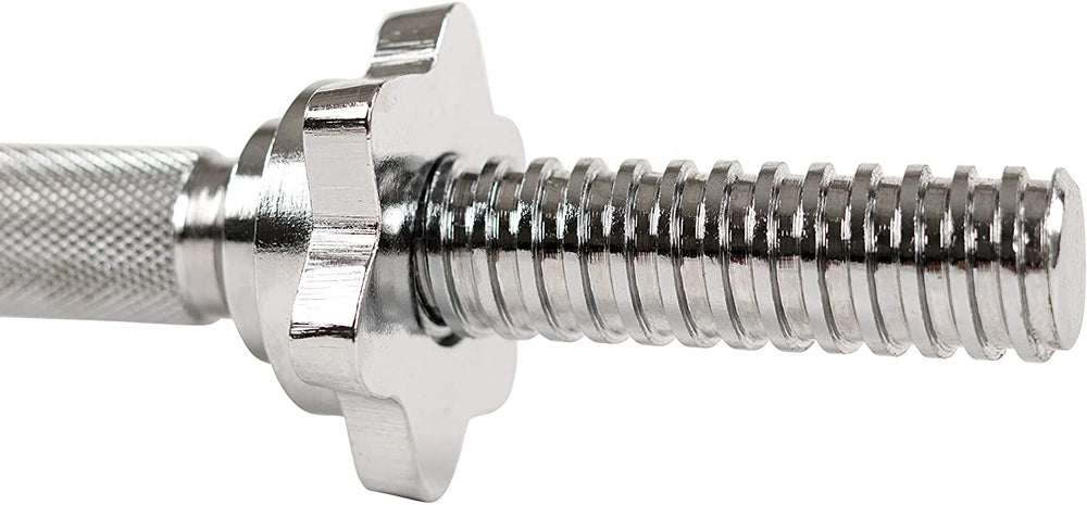 14" THREADED CHROME DUMBBELL BAR PAIRS WITH RING COLLARS WEIGHTBAR - Afrofit GymStore