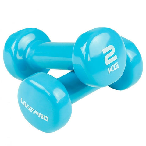2KG STUDIO VINYL DUMBBELL COLOURED SET PAIR LIVEPRO - Afrofit GymStore