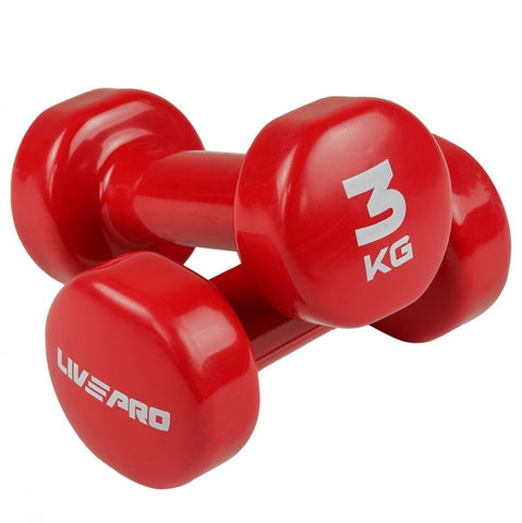 3KG STUDIO VINYL DUMBBELL COLOURED SET PAIR LIVEPRO - Afrofit GymStore