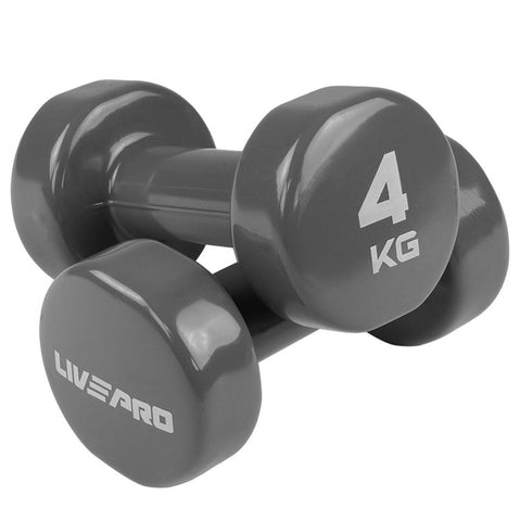 4KG STUDIO VINYL DUMBBELL COLOURED SET PAIR LIVEPRO - Afrofit GymStore