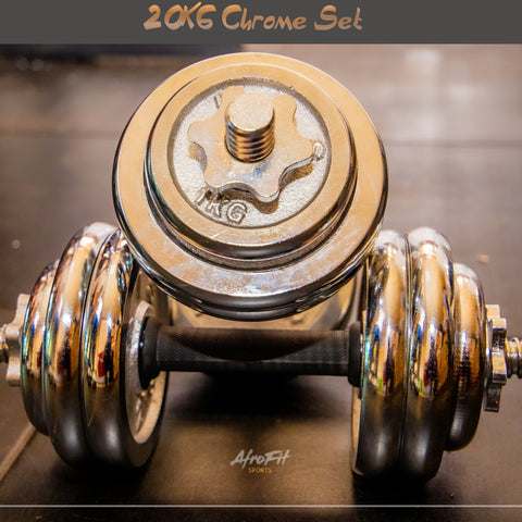 CHROME PLATED 20KG ADJUSTABLE DUMBBELL SET