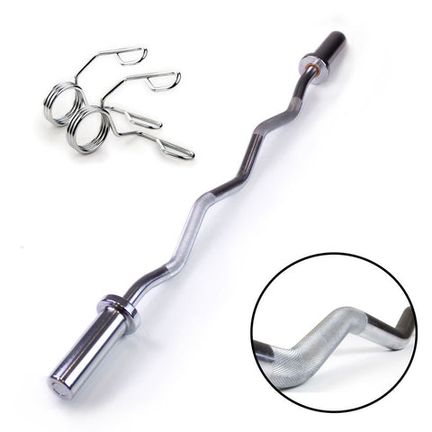 OLYMPIC WEIGHTLIFTING 1.2M EZ CURL BARBELL BAR WITH CLIPS WEIGHTBAR