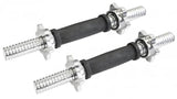 RUBBER COATED THREADED DUMBELL BAR PAIRS WITH RING COLLARS