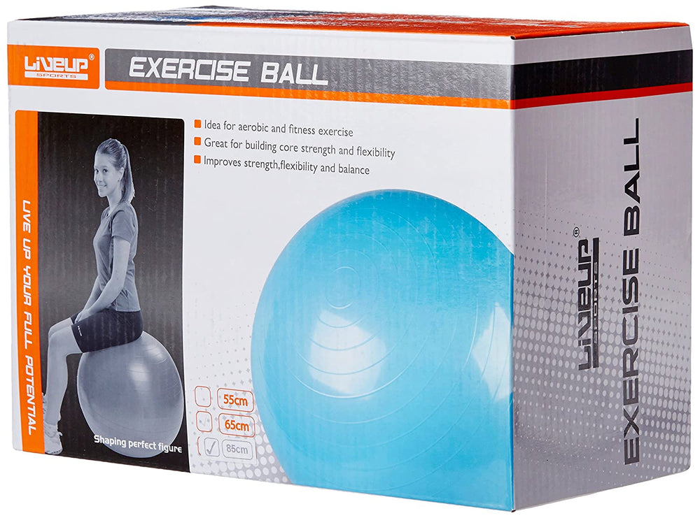 LIVEUP 55CM ANTI BURST SWISS EXERCISE BALL WITH FREE PUMP 800G - Afrofit GymStore