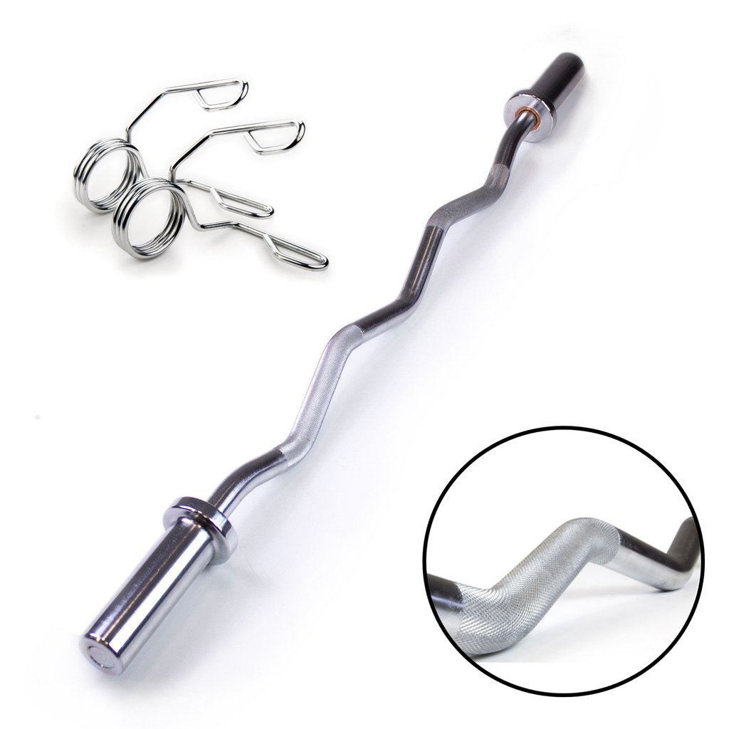OLYMPIC WEIGHTLIFTING 1.2M EZ CURL BARBELL BAR WITH CLIPS WEIGHTBAR - Afrofit GymStore